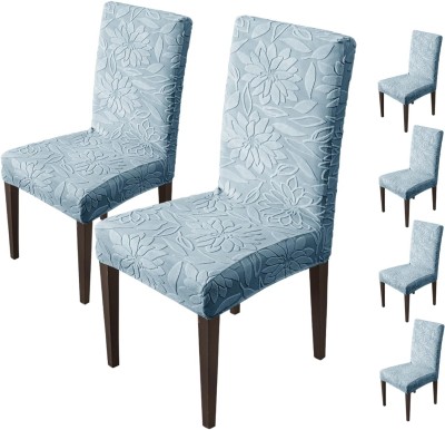 HOUSE OF QUIRK Jacquard Embroidered Chair Cover(Light Blue Pack of 6)