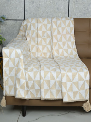Saral Home Polyester Geometric 2 Seater Sofa Cover(WHITE Pack of 1)