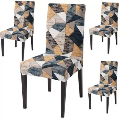 papsun Polyester Checkered 4 Seater Chair Cover(Multicolor Pack of 4)