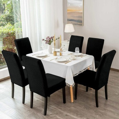 Shine Creation Polycotton Plain 1 Seater Chair Cover(Black Pack of 6)