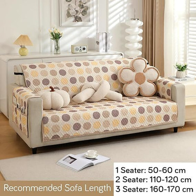Ramesht Enterprises Polyester 3 Seater Sofa Polka Cover(Pack of 1 Beige)