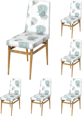 MY ARMOR Polyester Embroidered 6 Seater Chair Cover(Floral White Pattern Pack of 6)