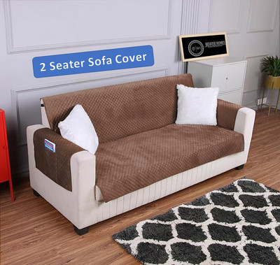 PM HOME DÉCOR Velvet Plain 2 Seater Sofa Cover(Brown Pack of 1)