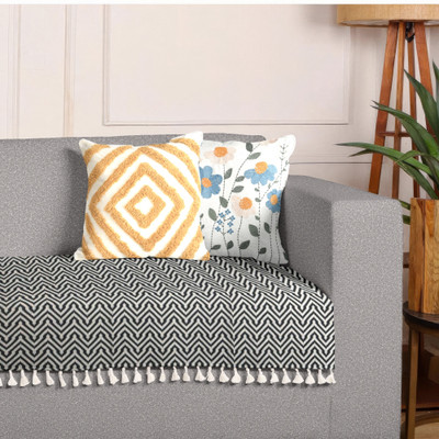 Sunrise Cotton 2 Seater Sofa Geometric Cover(Pack of 1 Dimond)