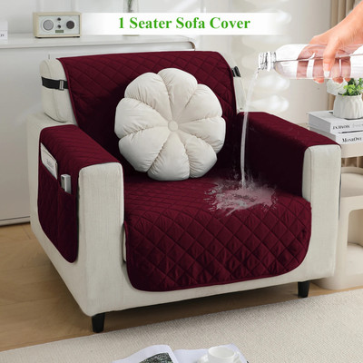 HOKiPO Polyester 1 Seater Sofa Plain Cover(Pack of 1 Burgundy)