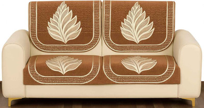 osm india Chenille 1 Seater Sofa Embroidered, Floral Cover(Pack of 1 Brown)