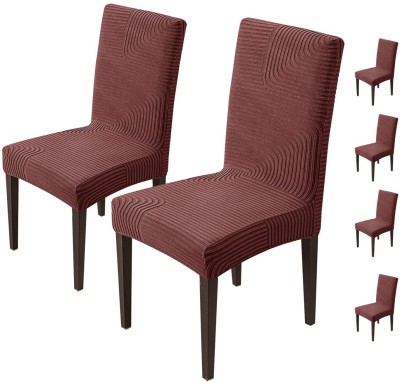 HOUSE OF QUIRK Jacquard Checkered Chair Cover(Maroon Pack of 6)