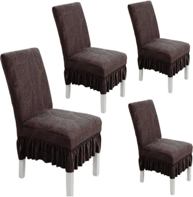 vinsano Jacquard 1 Seater Chair Plain Cover(Pack of 4 coffee)