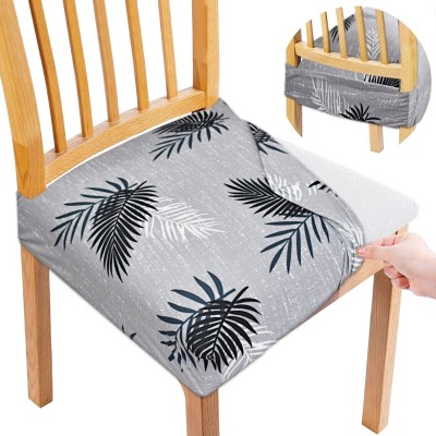 ohello Polycotton Floral Chair Cover(Grey, Black Pack of 6)