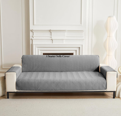 HOUSE OF QUIRK Polyester Plain 1 Seater Sofa Cover(Charcoal Pack of 1)