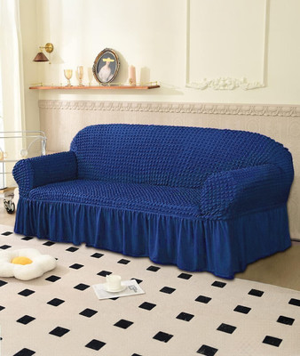 Jaide Polyester Polka 2 Seater Sofa Cover(Blue Pack of 1)