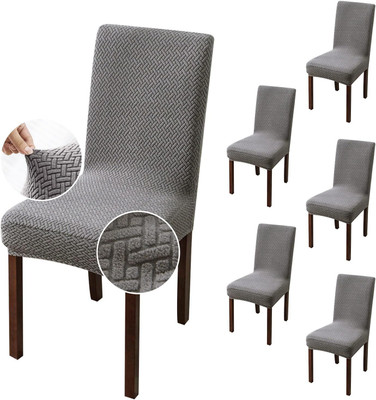 Pinkleaf Polycotton Plain 6 Seater Chair Cover(premium soft fabric, Light Grey Pack of 6)