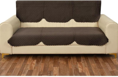 jyotaksh Velvet 3 Seater Sofa Striped Cover(Pack of 2 Brown)