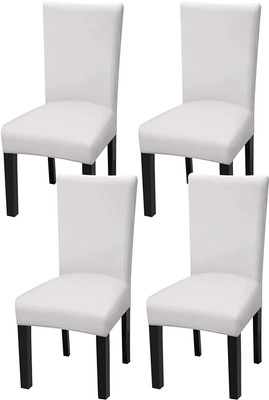 TURIYA Polycotton, Polyester 4 Seater Chair Plain Cover(Pack of 4 White)