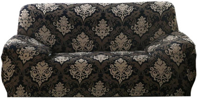 TURIYA Polyester, Polycotton 3 Seater Sofa Floral Cover(Pack of 1 Brown, Gold, Black)
