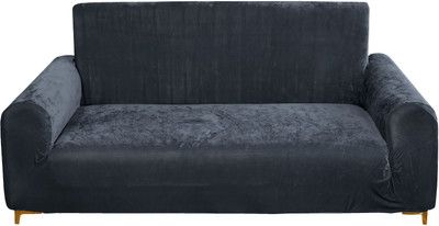 TURIYA Polyester Plain 3 Seater Sofa Cover(Grey Pack of 1)
