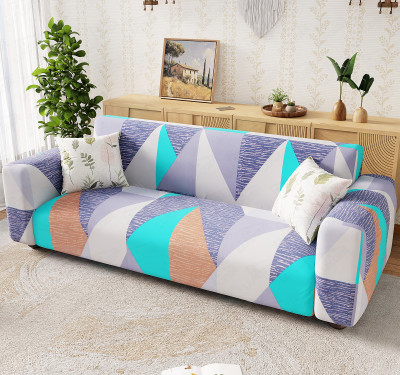 lukzer Polyester 4 Seater Sofa Floral, Abstract Cover(Pack of 1 Prism Light Blue)