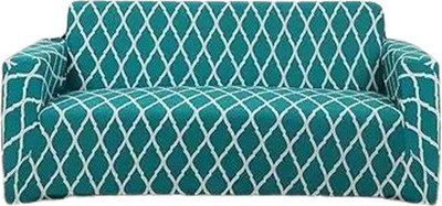 ADstore Polyester Geometric 3 Seater Sofa Cover(Blue Pack of 1)