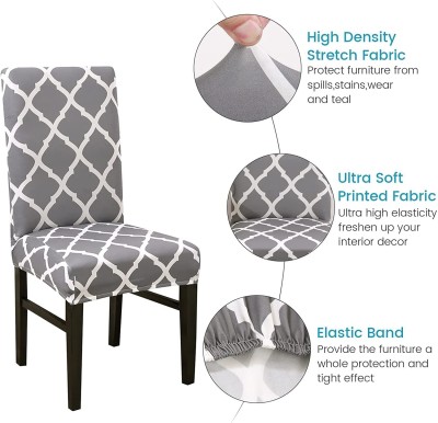 Shanti decor Polycotton Geometric Chair Cover(grey Pack of 1)