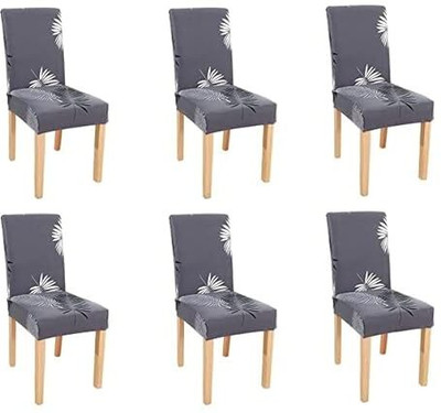 BeijoBolsa Polyester 1 Seater Chair Abstract Cover(Pack of 6 Grey)