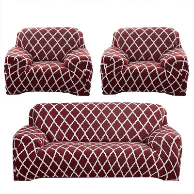 B BESTILO Polyester Geometric 3+1+1 Seater Sofa Cover(Multicolor Pack of 3)