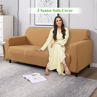 HOKiPO Polyester 3 Seater Sofa Plain Cover(Pack of 1 Sand Brown)