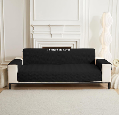 HOUSE OF QUIRK Polyester Plain 1 Seater Sofa Cover(Black Pack of 1)