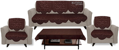 Bluegrass Polycotton, Lace 3+2 Seater Sofa Floral Cover(Pack of 6 Coffee)