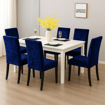 Roodra Creations Velvet 1 Seater Chair Plain Cover(Pack of 6 Royal Blue)
