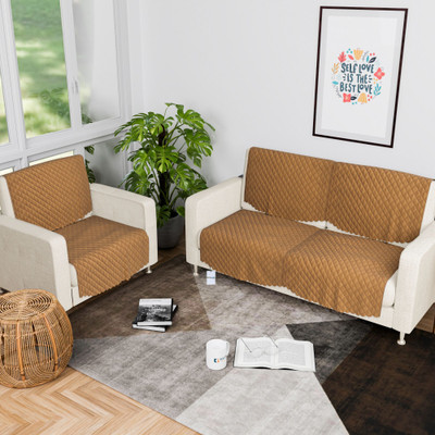 HOMESTIC Cotton 3 Seater Sofa Floral Cover(Pack of 6 Brown)