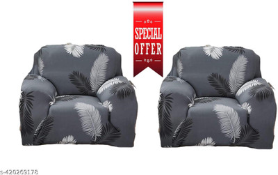 TONY STARK Polycotton Floral 1 Seater Sofa Cover(Dark Grey Fern 1S Pack of 2)