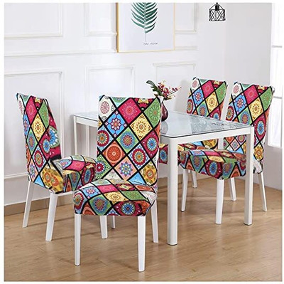 PRABHNOOR Polycotton 1 Seater Chair Checkered Cover(Pack of 4 Multicolor)