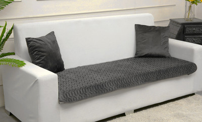 Fashion Throw Velvet 3 Seater Sofa Geometric Cover(Pack of 1 Dark Grey)