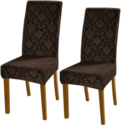 HOKiPO Velvet 2 Seater Chair Damask Cover(Pack of 2 Brown)