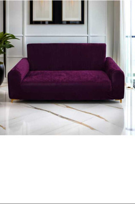 SofaStyle Velvet 3 Seater Sofa Plain Cover(Pack of 1 PURPLE)