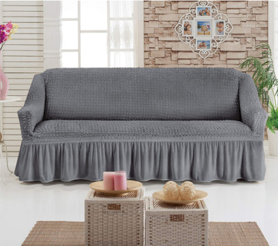 Multitex Polyester Plain 3 Seater Sofa Cover(Grey Pack of 1)