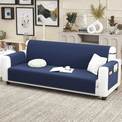 lukzer Polyester Plain 3 Seater Sofa Cover(Midnight Blue Pack of 1)