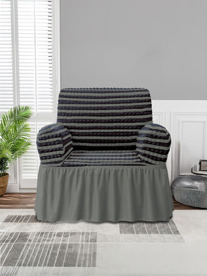 Jaide Polyester Polka 1 Seater Sofa Cover(Grey Pack of 1)