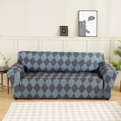 lukzer Polyester Abstract Sofa Cover(Grey Pack of 1)