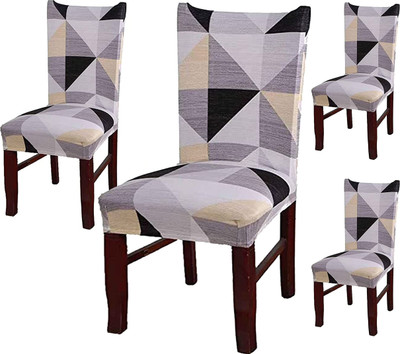 HOUSE OF QUIRK Polyester Plain 1 Seater Chair Cover(Grey Pack of 4)