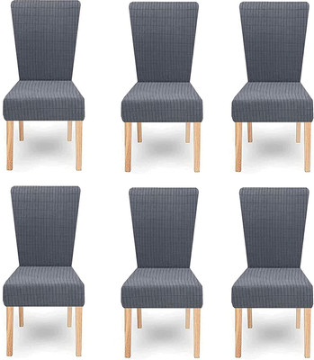 lukzer Polyester Geometric 1 Seater Chair Cover(Grey Pack of 6)
