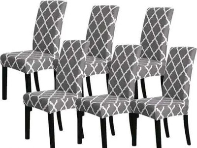 NAYISHI Polycotton 6 Seater Chair Geometric Cover(Pack of 6 grey diamond)