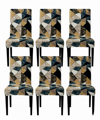 igi Polyester 6 Seater Chair Geometric Cover(Pack of 6 Multicolor)