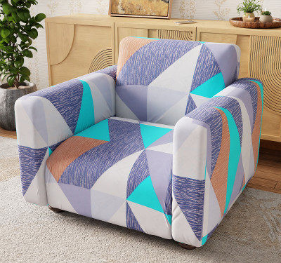 lukzer Polyester 1 Seater Sofa Floral, Abstract Cover(Pack of 1 Prism Light Blue)