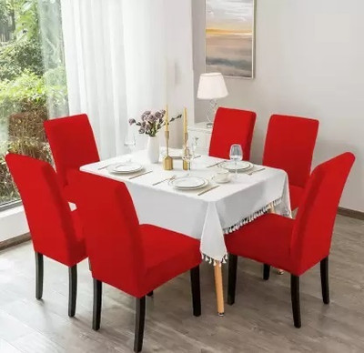 Planet Home Polyester Plain 1 Seater Chair Cover(Red Pack of 6)