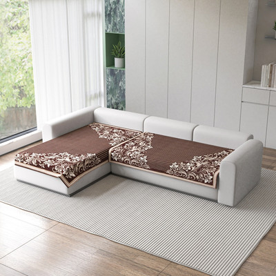 Flipkart SmartBuy Velvet 2+2 Seater L-Shape Sofa Floral Cover(Pack of 2 Brown)
