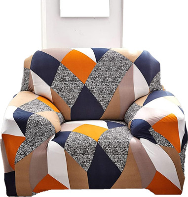 EASTTARDOMM Polyester Abstract 1 Seater Sofa Cover(Stunning Look 1 Seater Elastic Fitted Sofa Cover Multi-Color Pack of 1)