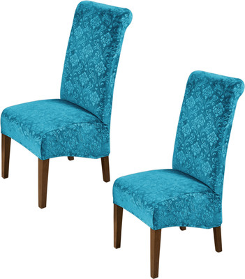 HOKiPO Velvet 2 Seater Chair Damask Cover(Pack of 2 Turquoise)
