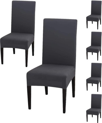 TURIYA Polycotton 1 Seater Chair Plain Cover(Pack of 6 Dark Grey)