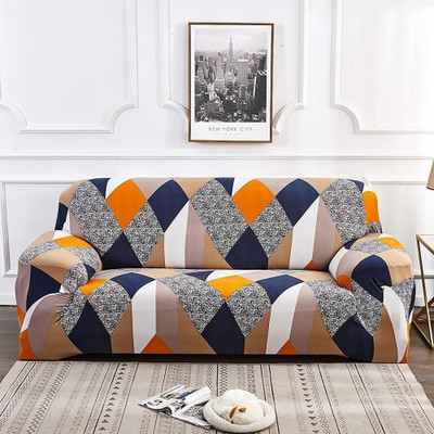 FurShine Polyester Abstract 3 Seater Sofa Cover(Multicolor Pack of 1)